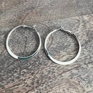 Silver tone high end classic professional trendy omega back hoop earrings